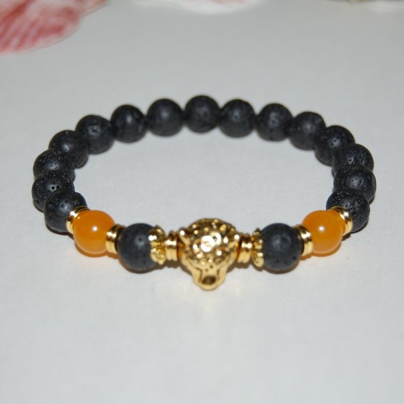 Lava Bracelet,Leopard Bracelet,Lava Stone 8mm Beads,Lava Leopard Bracelet - Picture 3 of 3